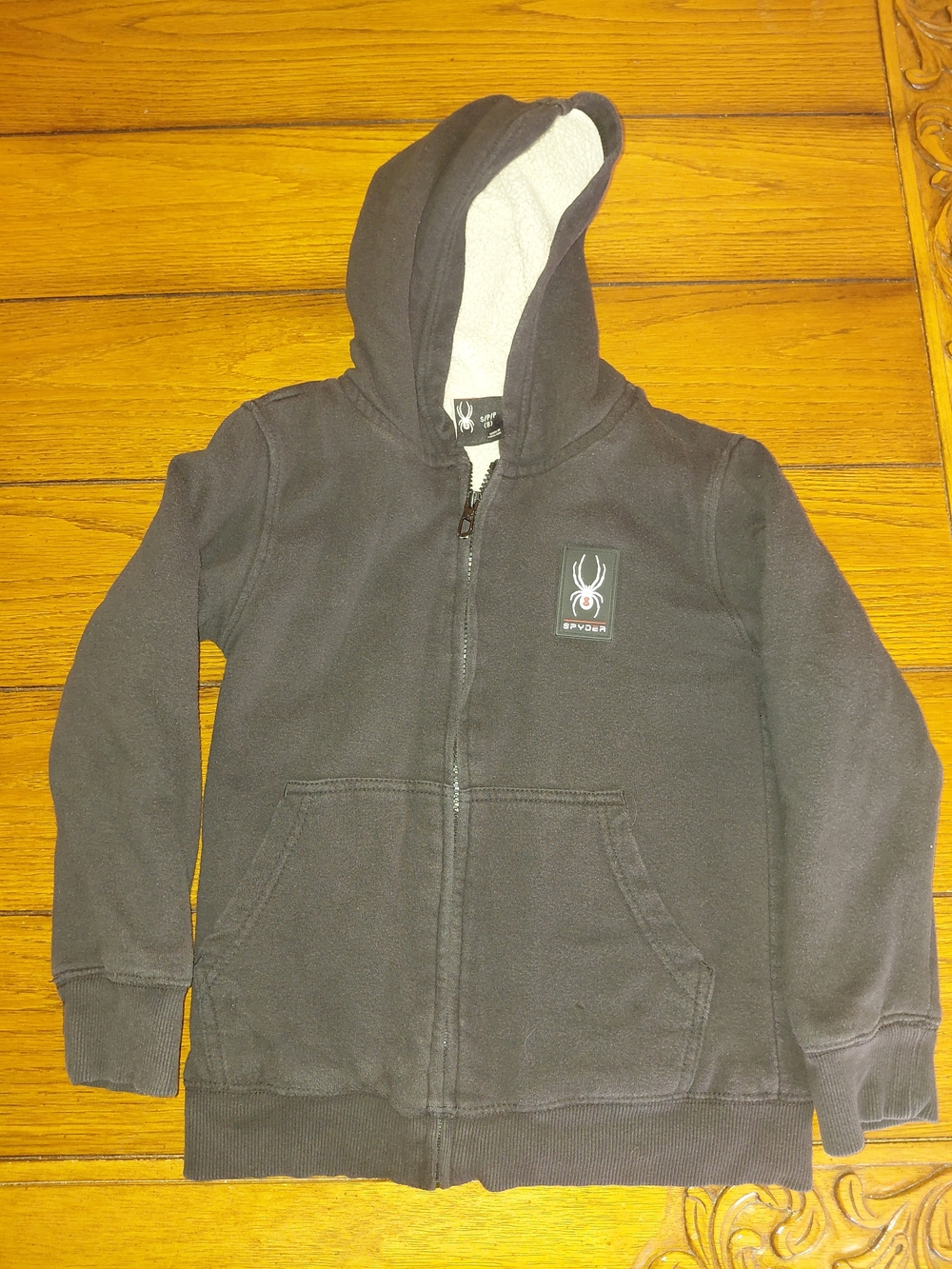 Spyder Kids Charcoal Black Zip-Up Hoodie with Logo